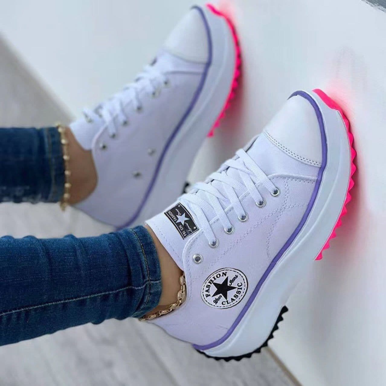 image-Canvas Shoes Women's Platform Low-Cut Pink Size 44