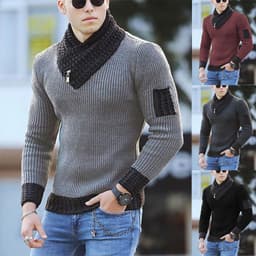 image-XIANGNIAN Men's Sweater Pullover - Dark Gray XXXL