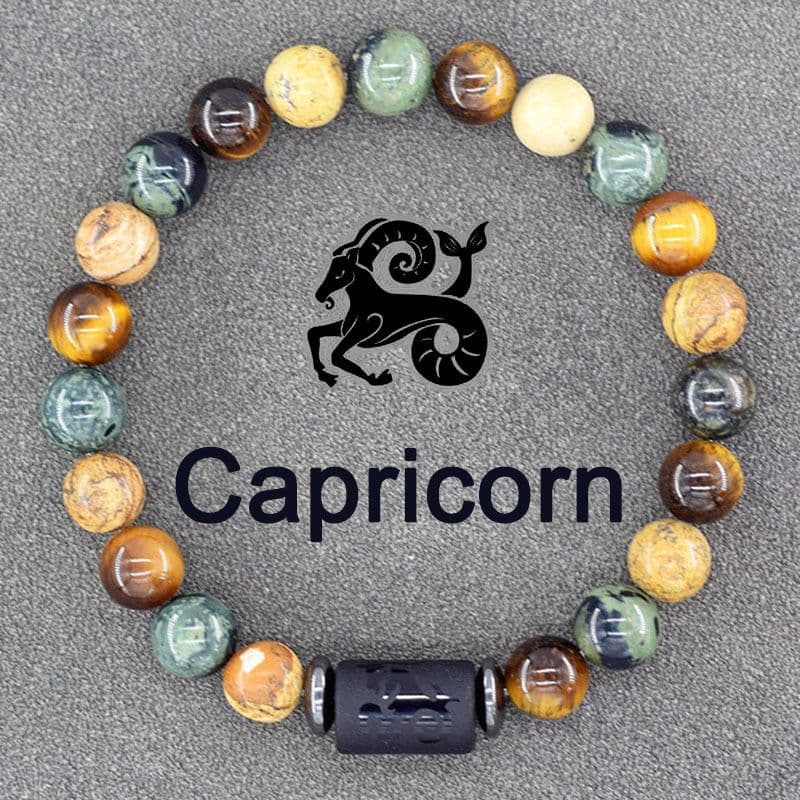 image-Tiger Eye Stone Zodiac Bracelet - Natural Stone Beaded