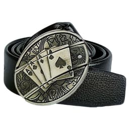image-Men's Belt Knife - Trendy PU Leather, Alloy Buckle, 130cm