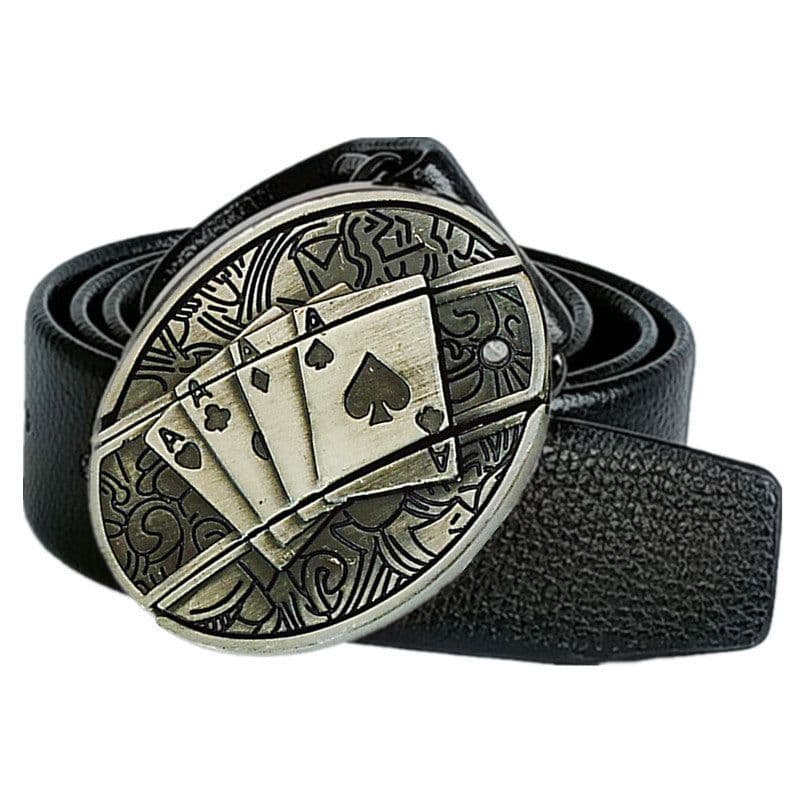 image-Men's Belt Knife - Trendy PU Leather, Alloy Buckle, 130cm