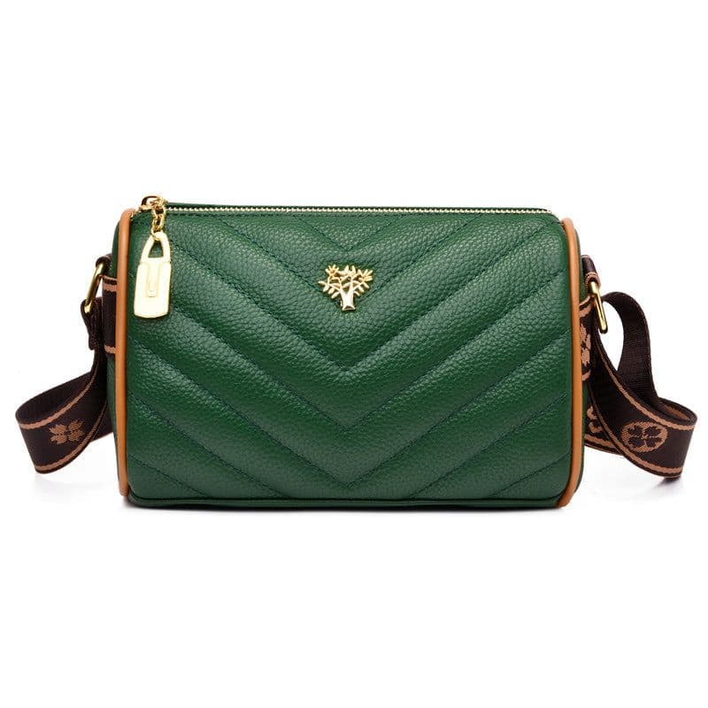 image-Genuine Leather Small Square Crossbody Bag - Green