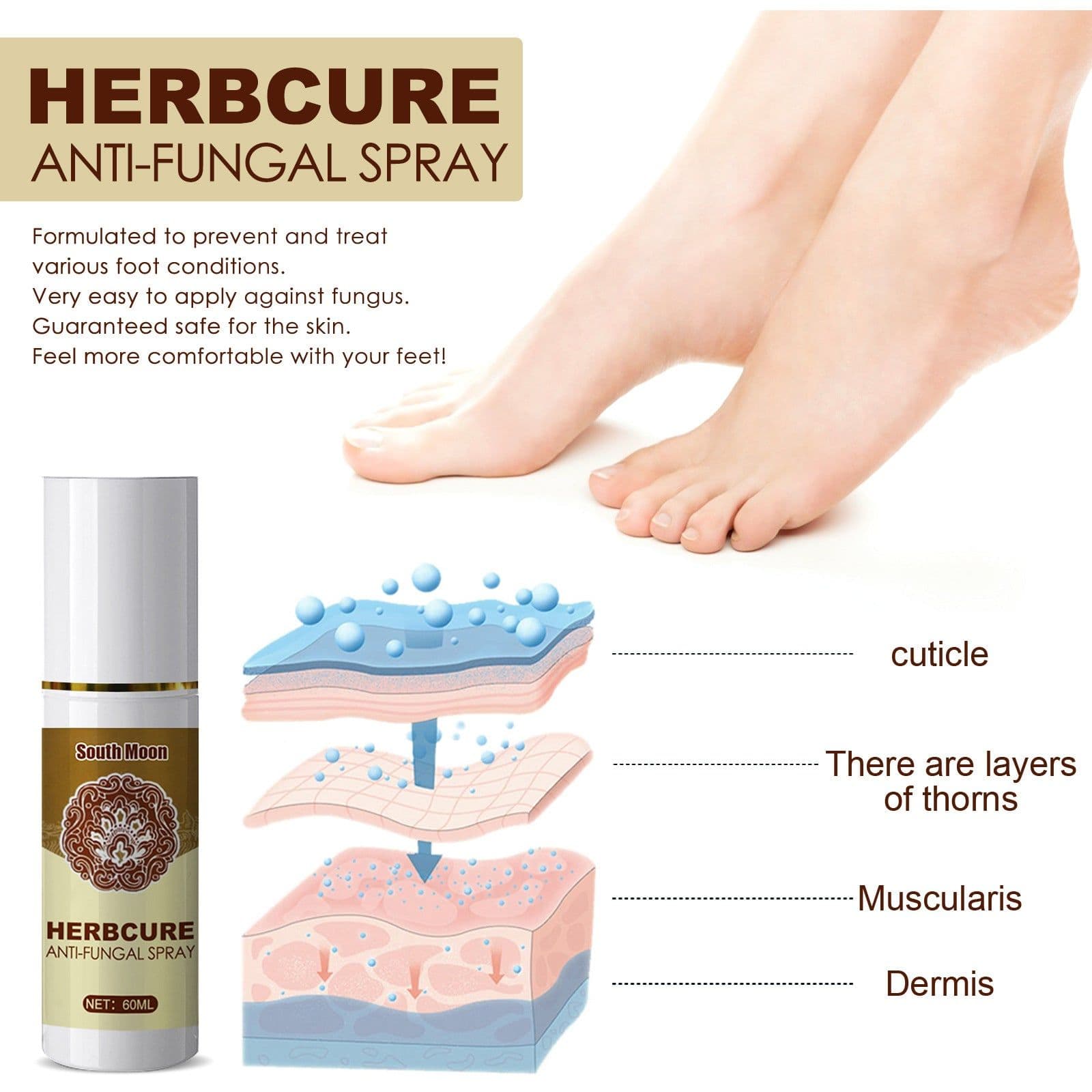 image-Herbal foot spray foot sweat foot odor care spray foot deodorant dehumidification spray plant anti-itch athlete's foot spray