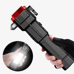 image-Car Safety Hammer - LED Flashlight Multi-Tool Silver