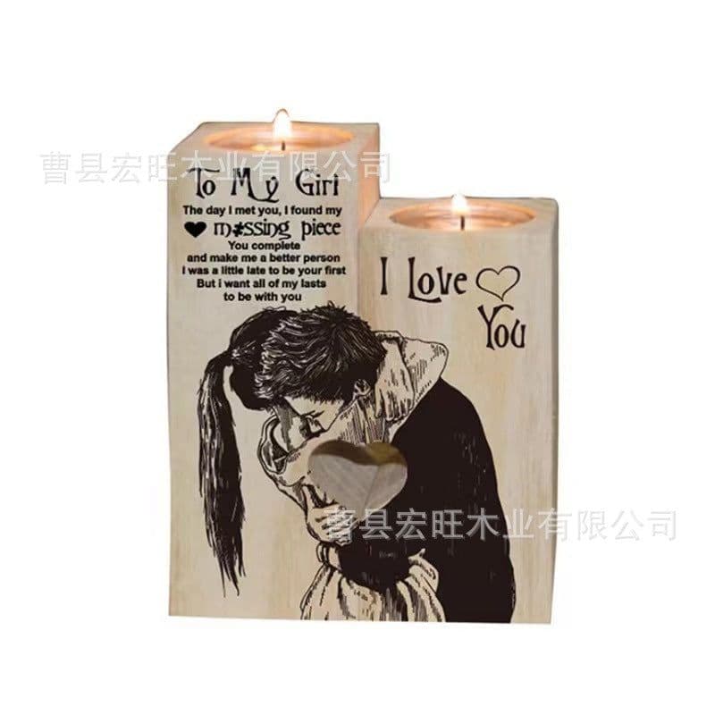 image-Cross-border New Products Mother's Day Home Decoration Atmosphere Decoration Heart-shaped Candle Table Wax Table Cross-border Wooden Decoration