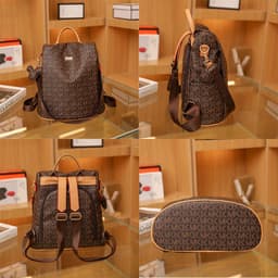 image-jiaoliyoupin Women's Backpack - Brown PU Leather