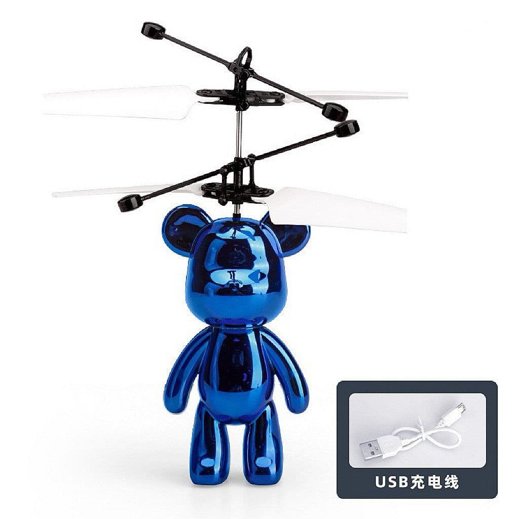 image-Cross-border new violent bear electroplating induction aircraft gesture suspension luminous flying bear anti-fall and smash-resistant helicopter