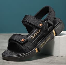 image-Men's Beach Sandals - Grey Velcro Size 36