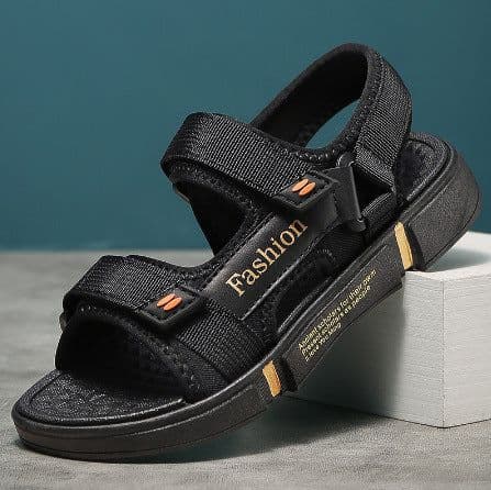 image-Men's Beach Sandals - Grey Velcro Size 36