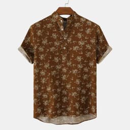 image-Men's Camouflage Short Sleeve Shirt - Slim Fit Summer
