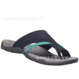 image-Summer women's shoes 2021 new European and American comfortable thong flat sandals women's color matching sandals and slippers for outerwear