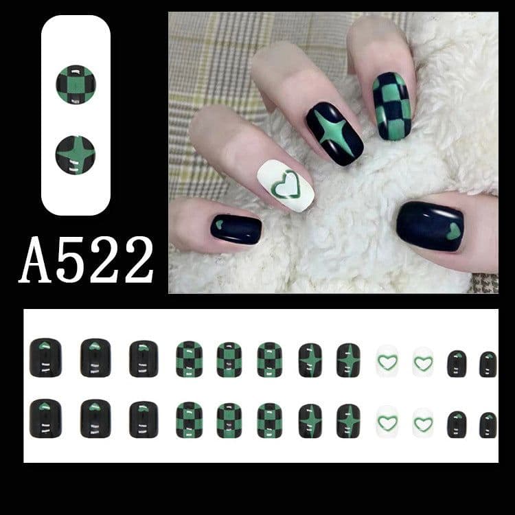 image-Summer fresh, sweet and cool style manicure, wearable nail pieces, French line blending, removable fake nail pieces, finished products wholesale