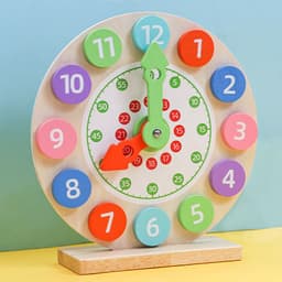 image-Little Naughty Bean Wooden Learning Clock - Kids Time Model, 4-6 Years
