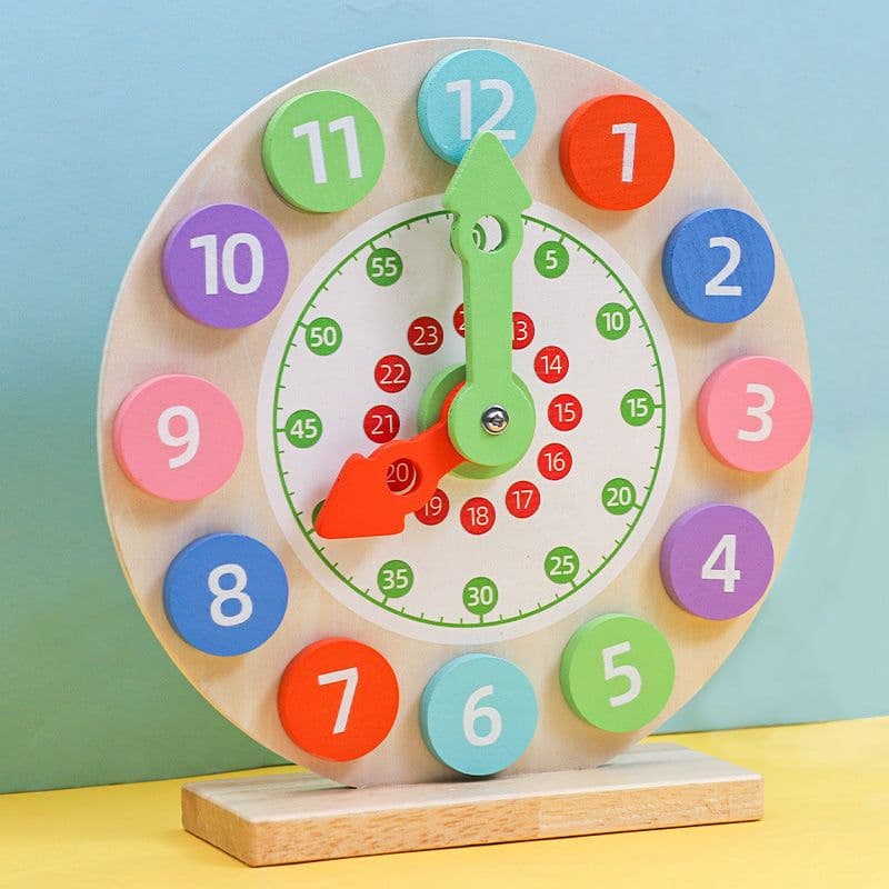 image-Little Naughty Bean Wooden Learning Clock - Kids Time Model, 4-6 Years