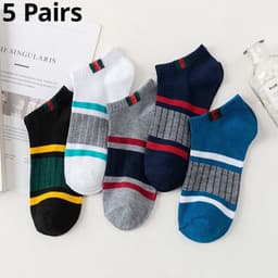image-Men's Ankle Socks - Breathable Cotton Sports Socks
