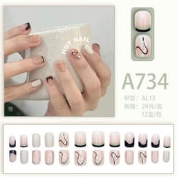 image-Fresh French flowers, cute ins wind, ice and transparent stars, long style, short style, white, high-end manicure and wearable nails