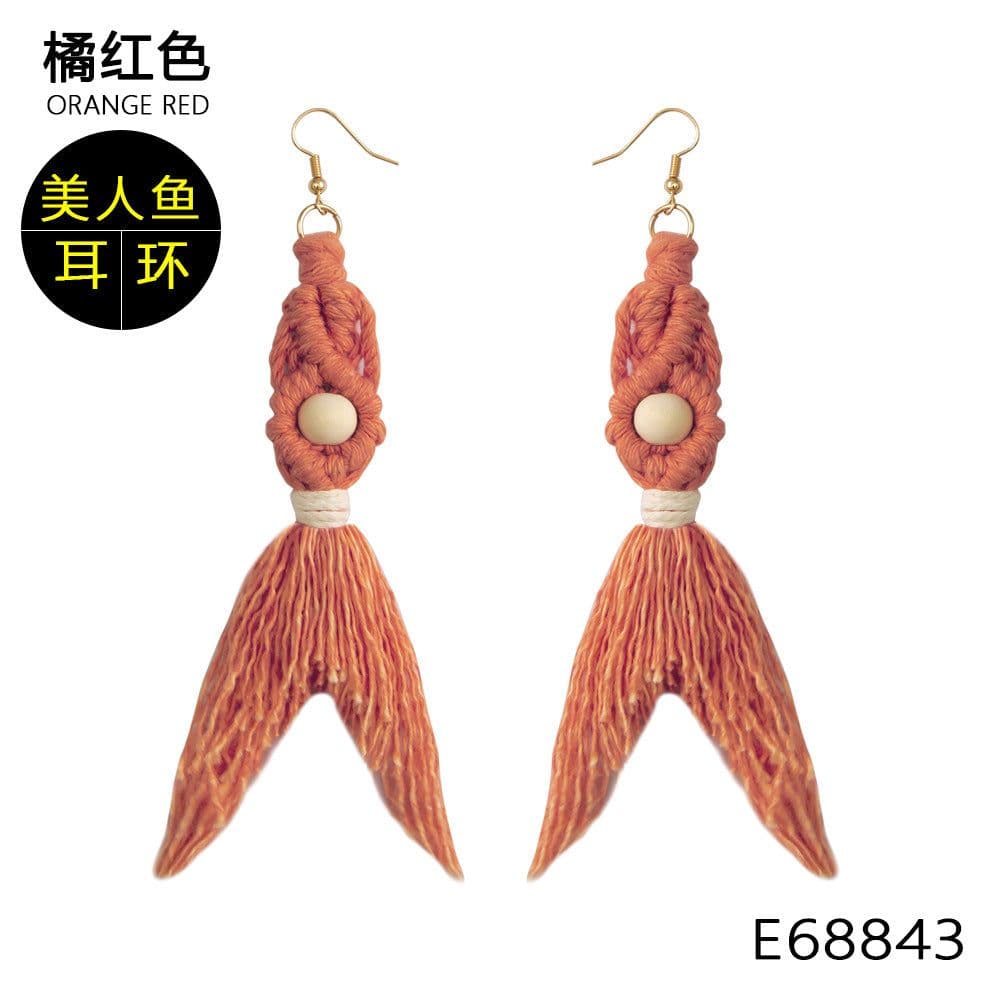 image-Green Tassel Earrings Women Bohemian Layered