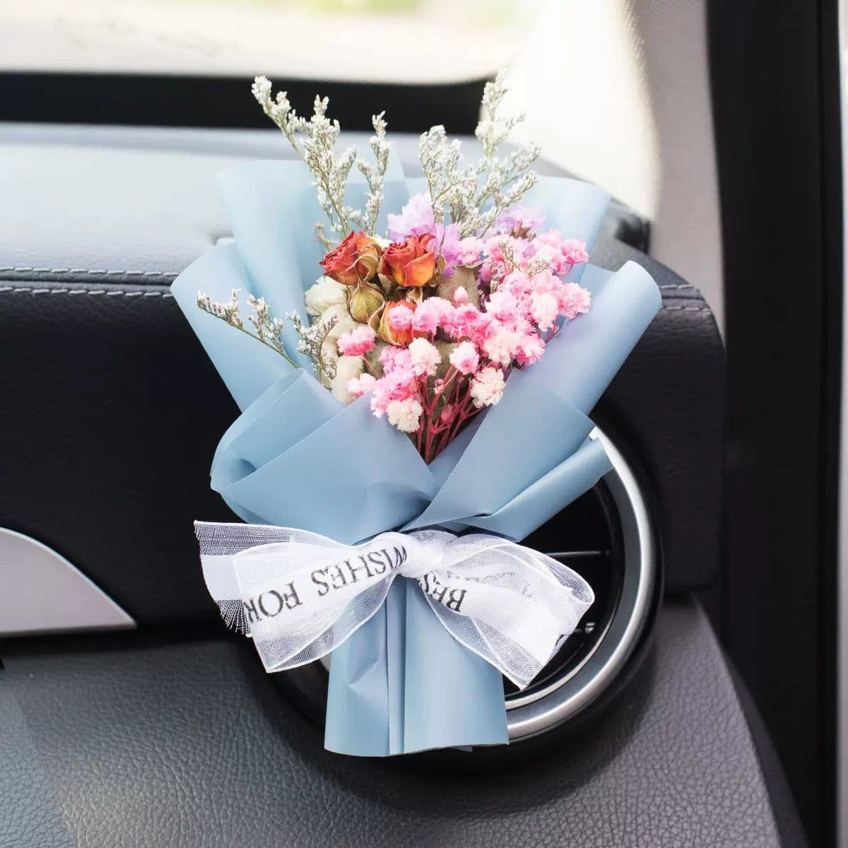 image-Aromatherapy Clip Bouquet - Beige Hydrangea Car Fragrance Decor