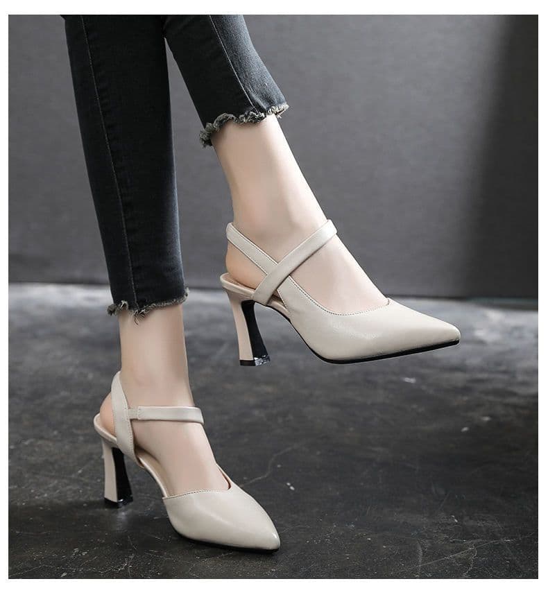 image-Fashion single shoes sandals women's summer 2023 new spring thick heel medium heel soft leather Baotou fashion women's shoes high heels