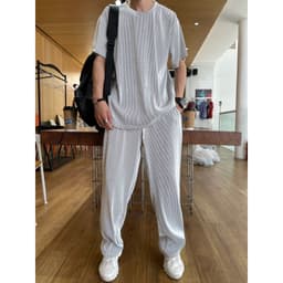 image-Men's Casual Suit - Polyester Short Sleeve Summer