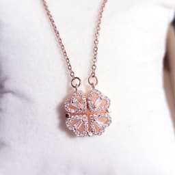 image-Titanium Steel Clover Necklace Women - Heart Pendant