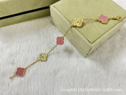 image-High-End Five-Flower Bracelet Rose Gold Clavicle Chain Thickened Electroplating Wholesale