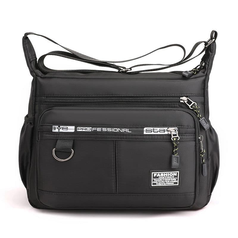 image-Men's Shoulder Bag - Grey Oxford Polyester