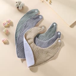 image-3 Pack Baby Cotton Waterproof Bibs - Triangle