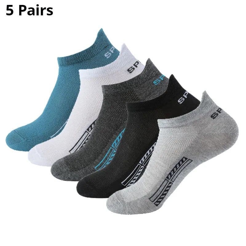 image-Men's Ankle Socks - Breathable Cotton Sports Socks