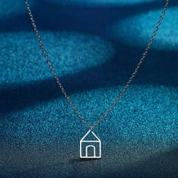 image-New Gold Stainless Steel House Pendant Necklace Small Simple Stylized Clavicle Chain