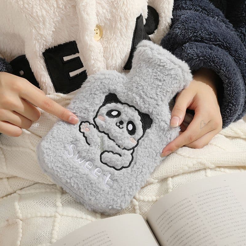 image-Purple Plush Hot Water Bottle 500ML - Removable Cover