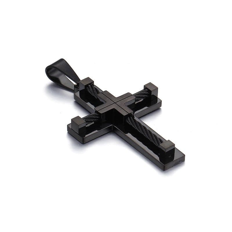 image-Cross Pendant Necklace - Stainless Steel Men's