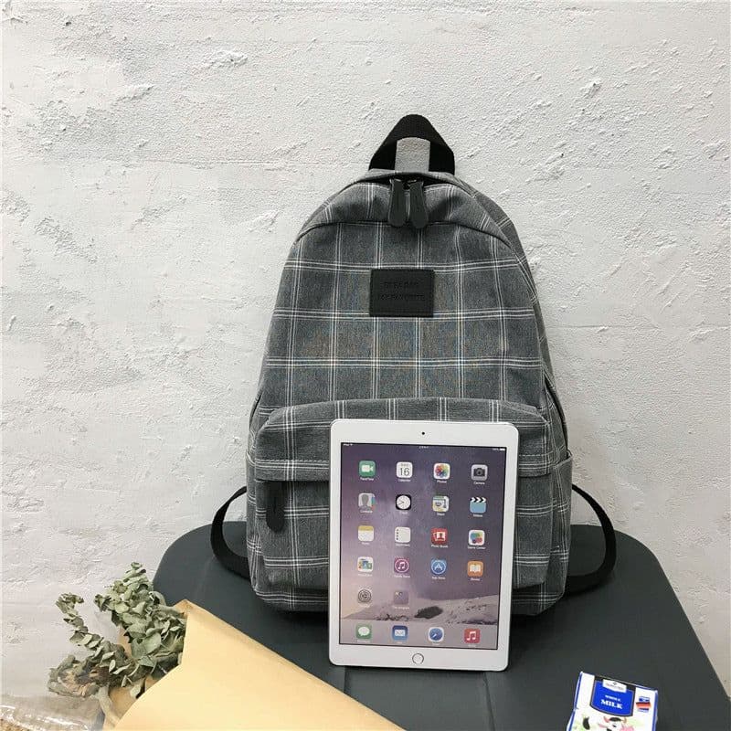 image-2021 autumn plaid rucksack female high school students junior high school students backpack college students simple and cute school bag