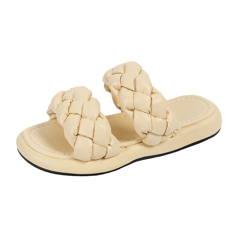 image-Women's 2021 Summer Beach Sandals - Thick Bottom Roman Style - Black PU