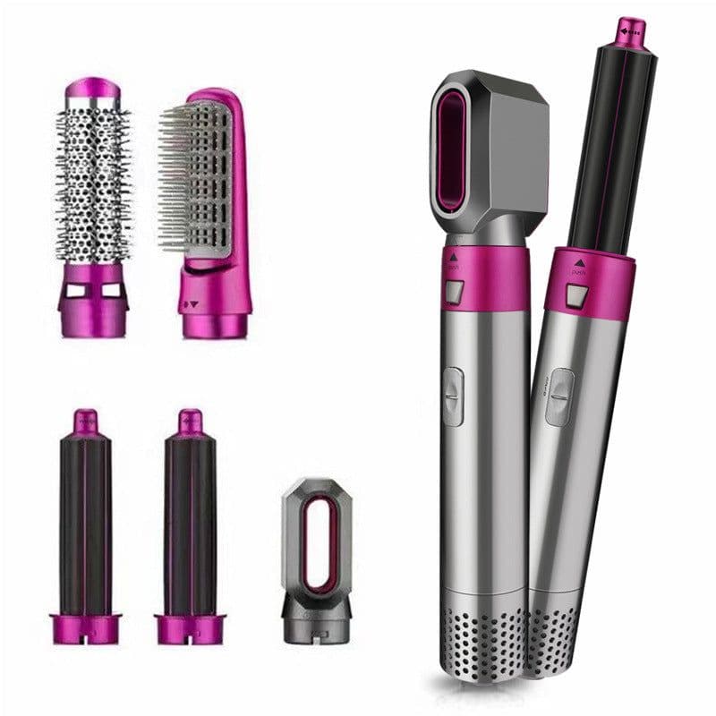 image-Curling iron five-in-one hot air comb hair comb automatic hair absorption styling comb curling stick straight hair comb hair dryer leafless