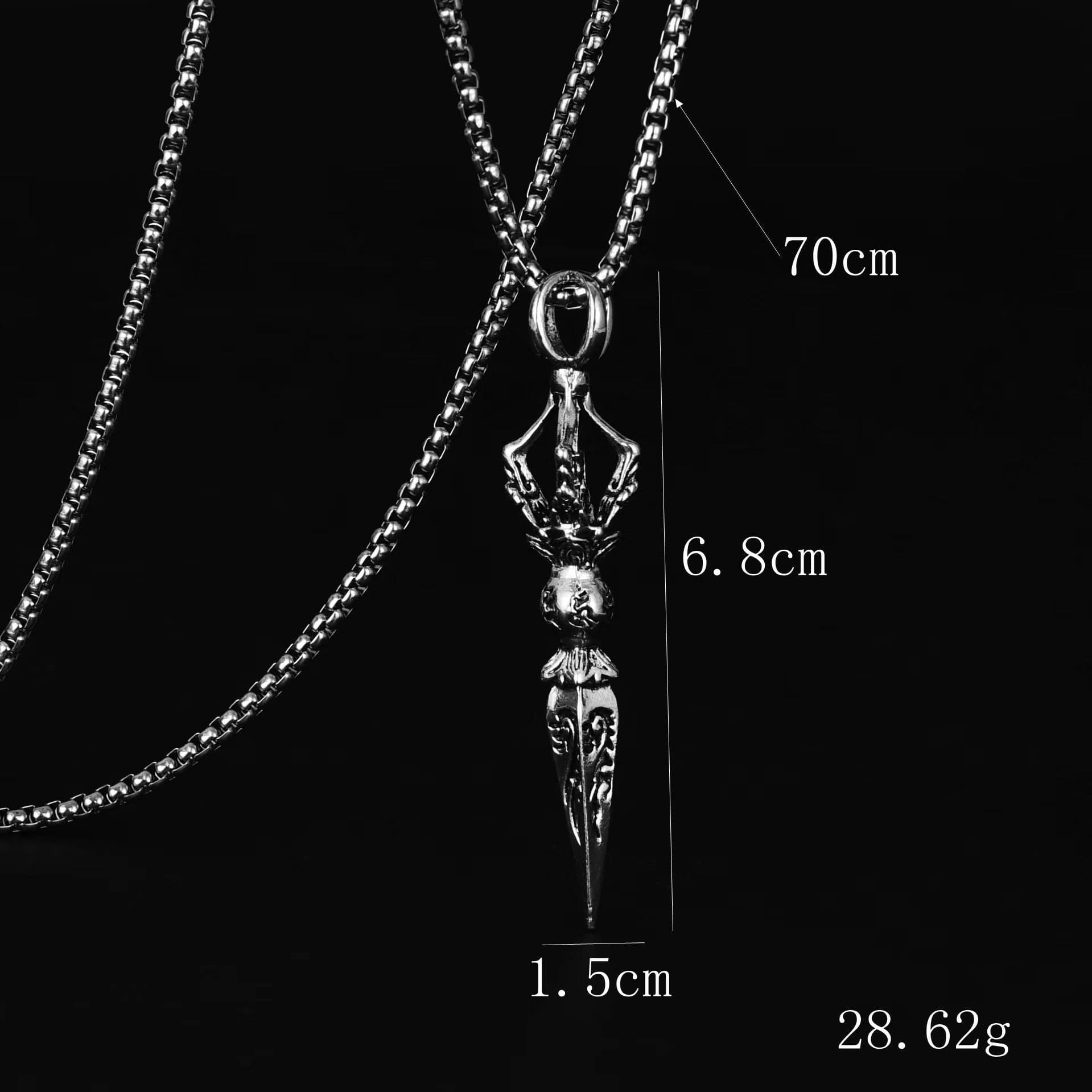 image-Baiying Vajra Pendant Necklace - Titanium Steel Retro