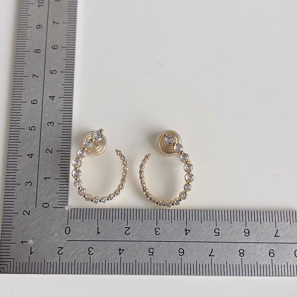 image-Gold Plated Zircon Ear Cuff - Geometric Non-Pierced Earrings