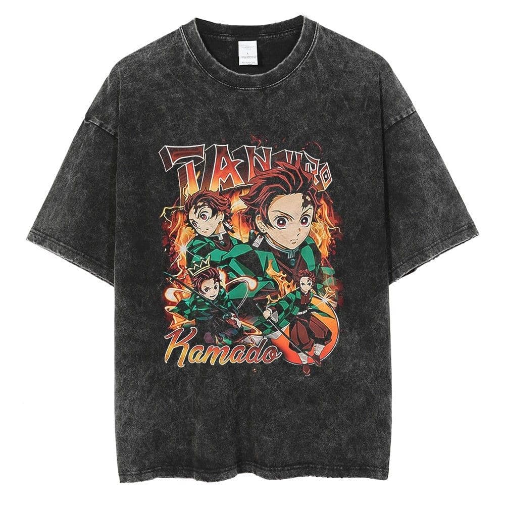 image-Black Cartoon T-Shirt, Breathable, XXXL, Loose Fit, Men's