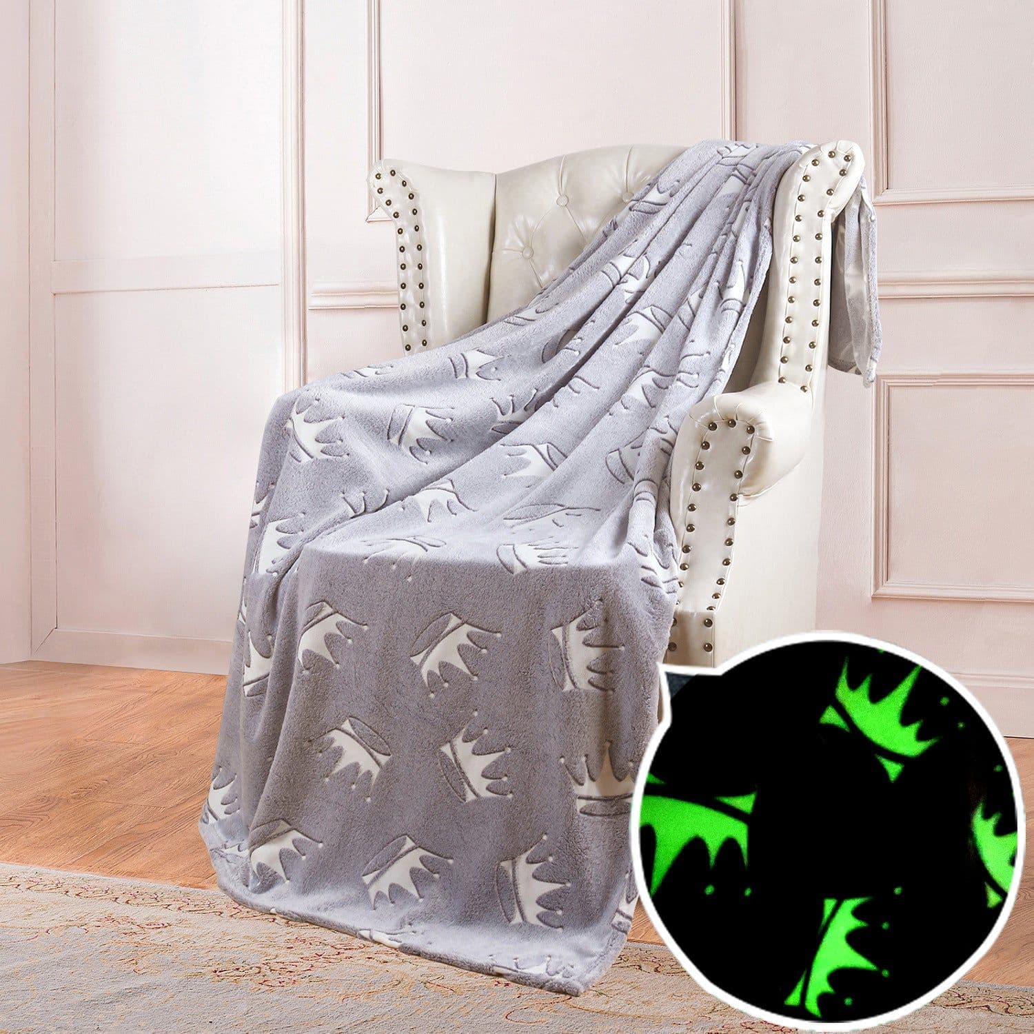 image-Luminous Double-Sided Flannel Blanket, Kids' Air-Conditioning Quilt, Maroon, 152x127CM