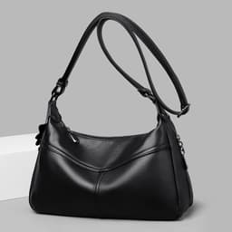 image-Beauty Bird Shoulder Bag - Black PU Dumpling Style