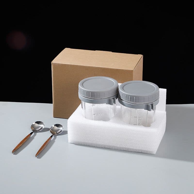 image-Oatmeal Cup Overnight Oatmeal Cup Breakfast Cup with Spoon Lid Mason Cup Glass Salad Jar Yogurt Cup