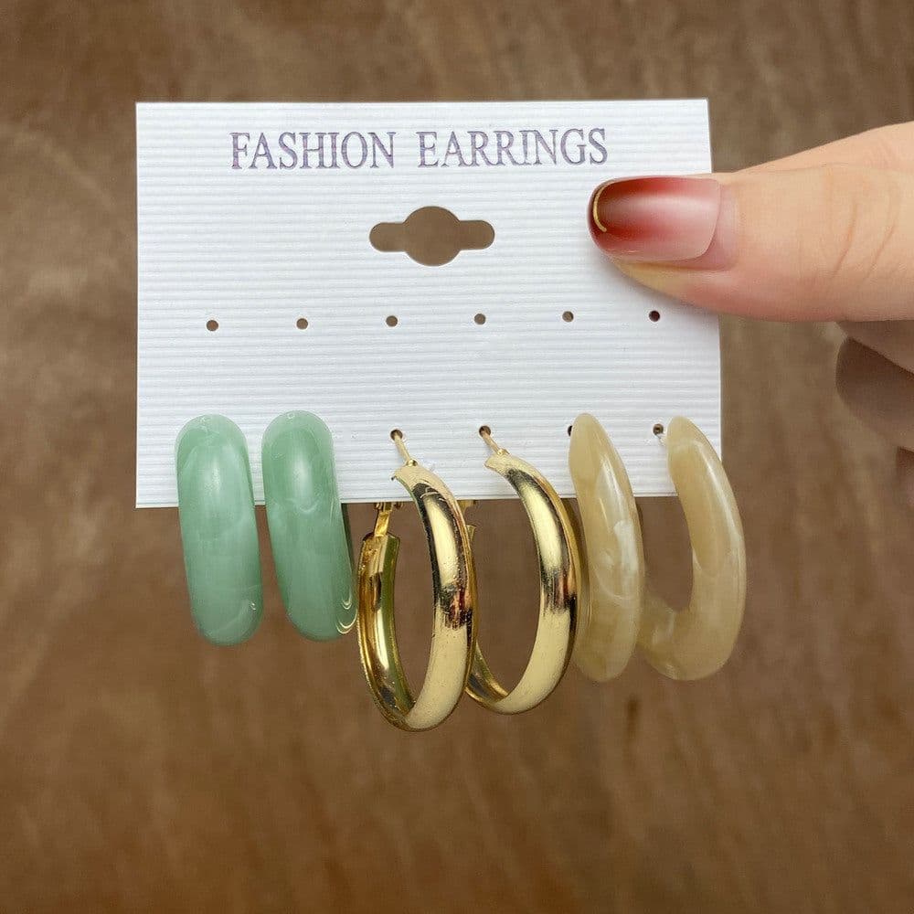 image-Acrylic Pearl Earring Set - 5 Pairs Mixed Style Women