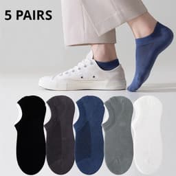 image-Men's Ankle Socks - Breathable Cotton Sports Socks