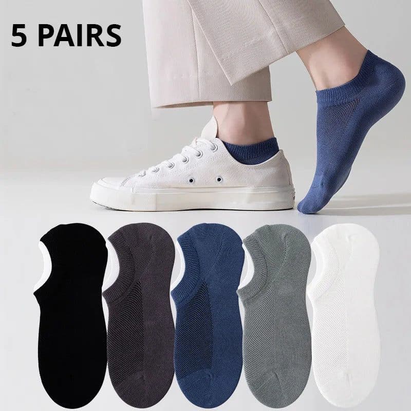 image-Men's Ankle Socks - Breathable Cotton Sports Socks