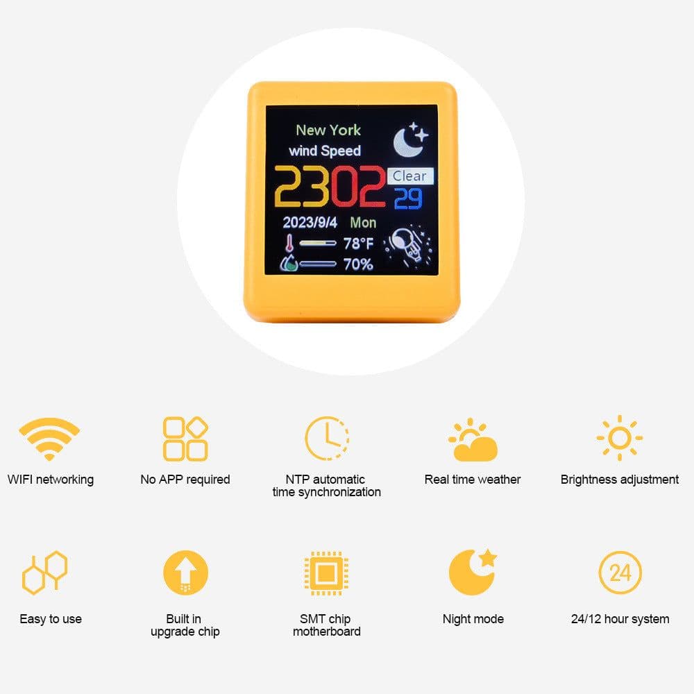 image-BeFunS Smart Weather Station - Pink 45*45*60 WIFI Clock