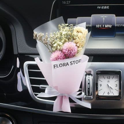 image-Aromatherapy Clip Bouquet - Beige Hydrangea Car Fragrance Decor
