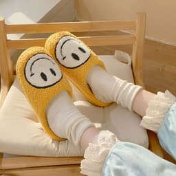 image-Women's Plush Slippers - Lightning Blue Smiley