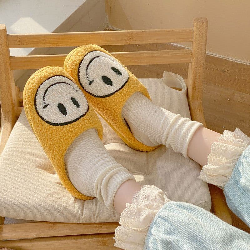 image-Women's Plush Slippers - Lightning Blue Smiley