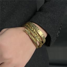 image-Stainless Steel Geometric Bracelet Men - Retro