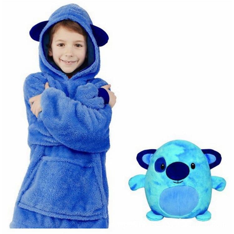 image-Cartoon Pajamas with Pet Pillow - Flannel, Panda, One Size